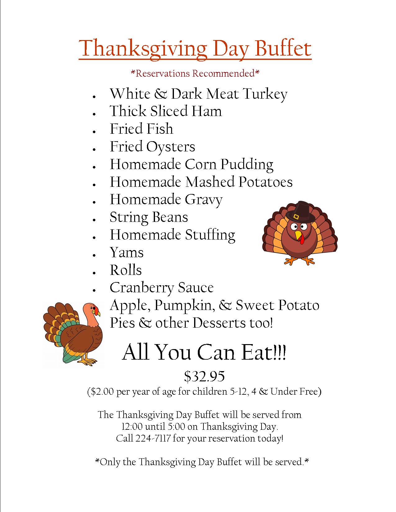 Wilkersons 2024 Thanksgiving Menu