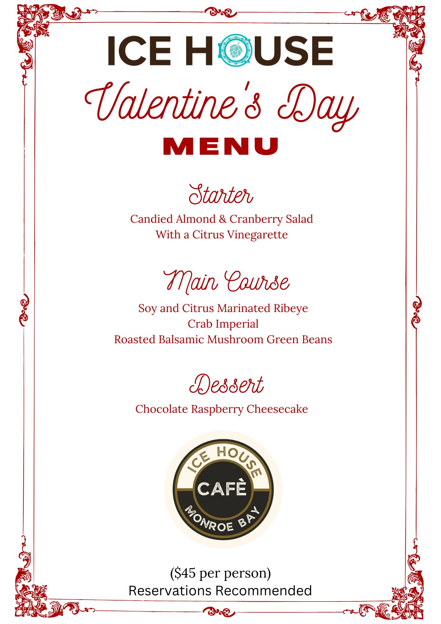 Ice House 2025 Valentines Day Menu