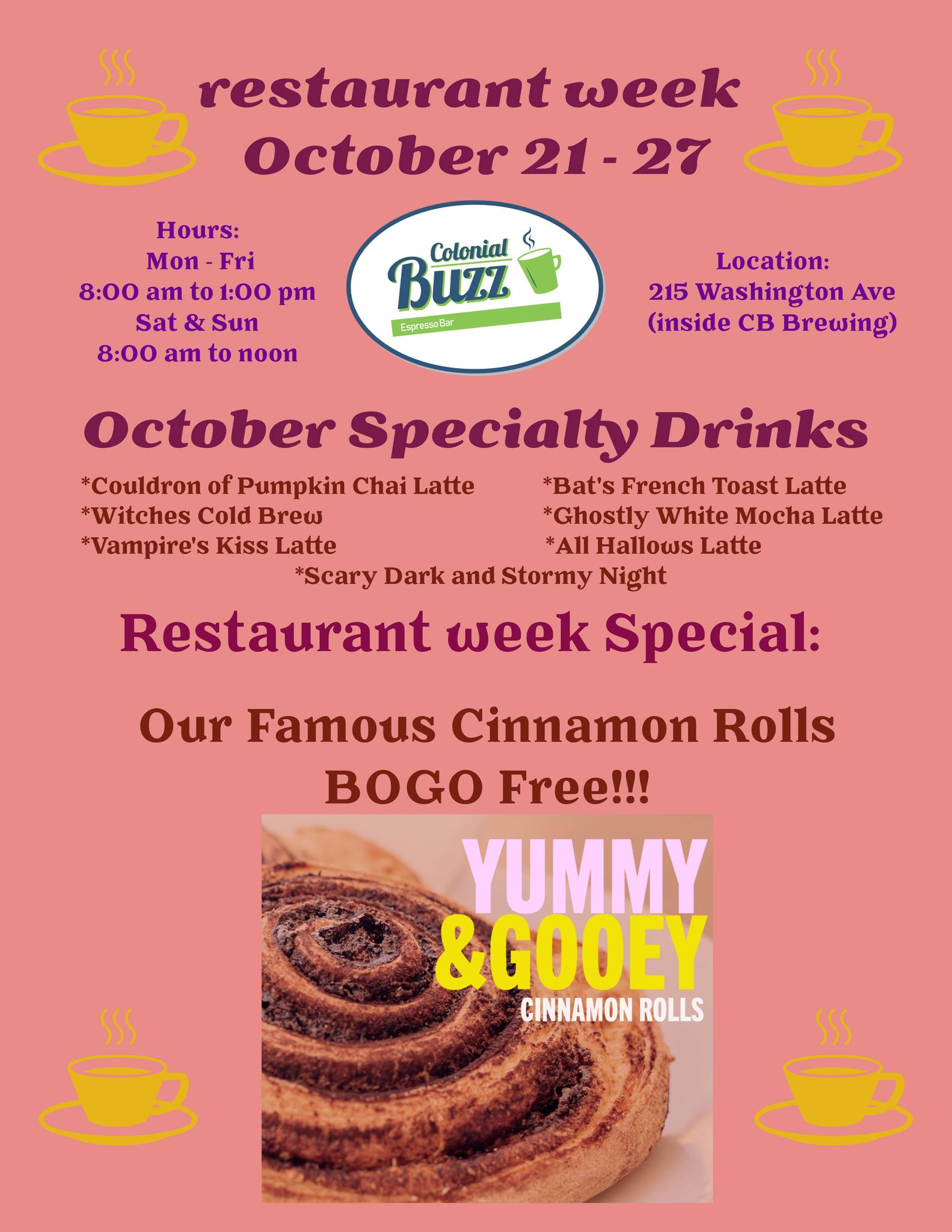 Colonial Buzz Restaurant Week 2024 Menu