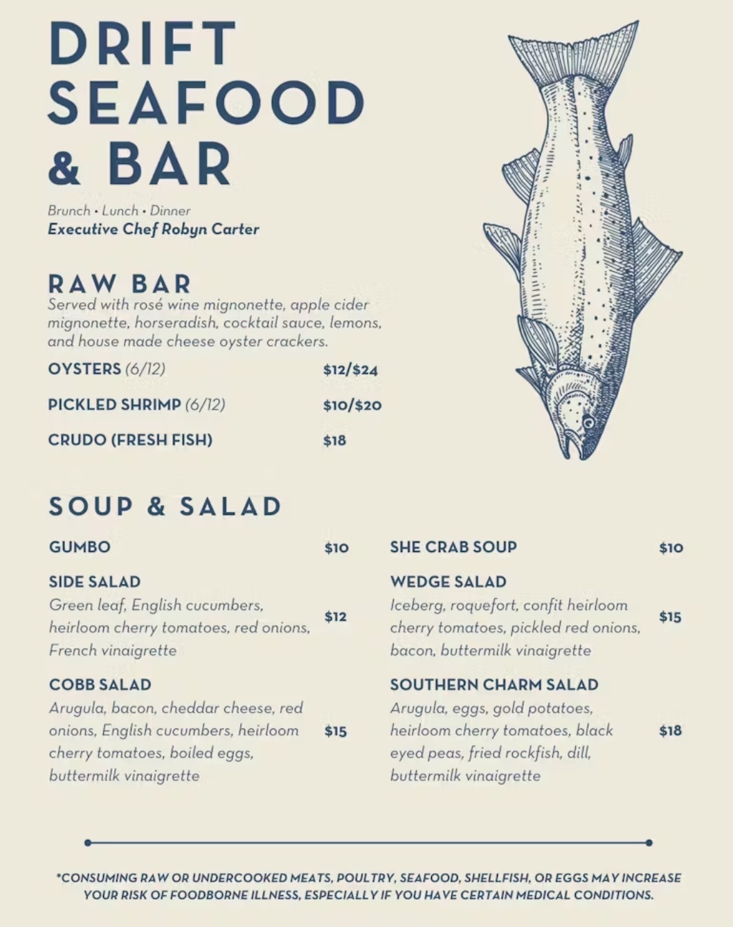 Drift Menu Raw Bar